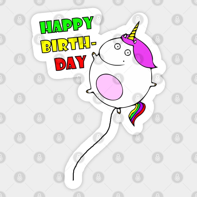 Happy Birthday Unicorn Sticker by Nerd_art